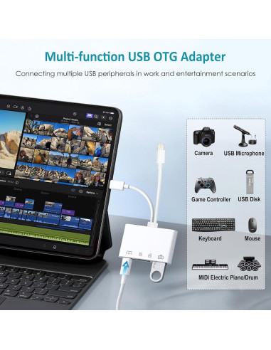 Lector de Tarjetas SD USB-C y Lightning Ceotsak 4 en 1