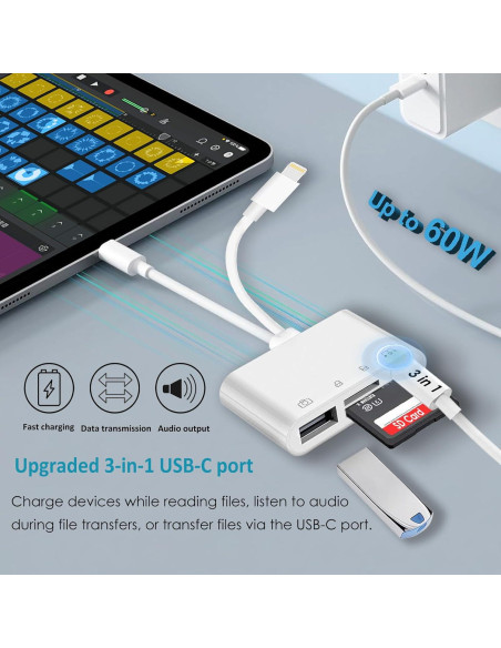 Lector de Tarjetas SD USB-C y Lightning Ceotsak 4 en 1