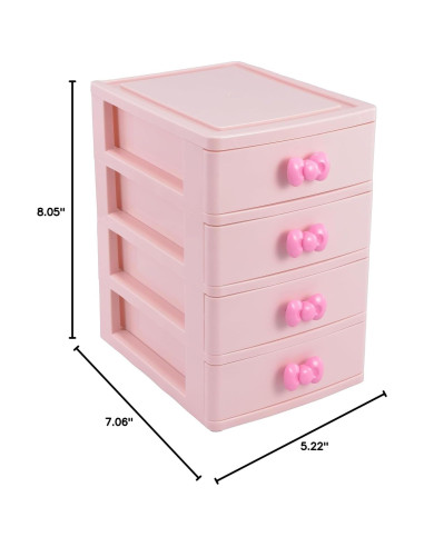 Organizador de Escritorio WQURC Rosa 4 Cajones Plástico