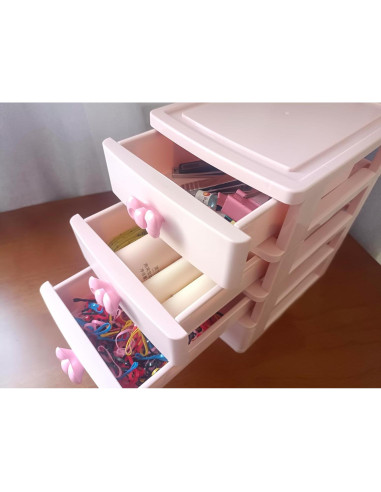 Organizador de Escritorio WQURC Rosa 4 Cajones Plástico