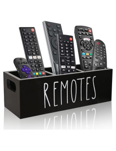 Soporte para Control Remoto CHONIC de Madera Negra 3 Compartimentos