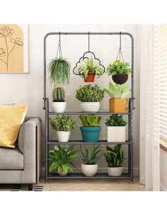 Soporte para Plantas SORCEDAS 3 Niveles Colgante Gris Oscuro 2