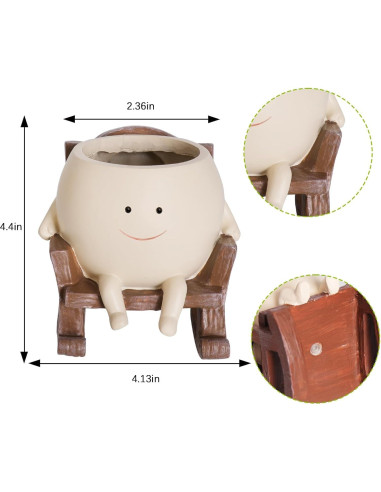 Maceta Silla Mecedora Camotank Pequeña Resina Beige