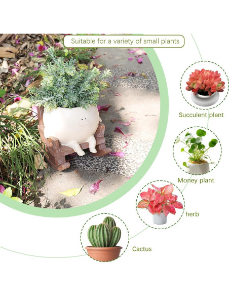 Maceta Silla Mecedora Camotank Pequeña Resina Beige