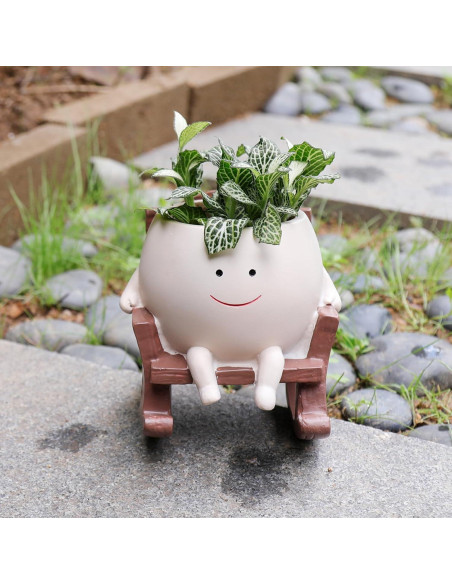 Maceta Silla Mecedora Camotank Pequeña Resina Beige