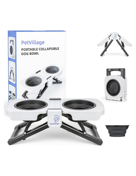 Soporte Elevado Plegable para Cuencos de Perros Petvillage - 5 Tazas