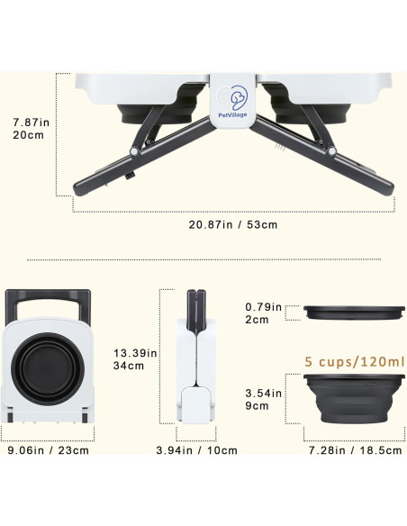 Soporte Elevado Plegable para Cuencos de Perros Petvillage - 5 Tazas