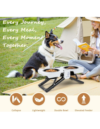 Soporte Elevado Plegable para Cuencos de Perros Petvillage - 5 Tazas