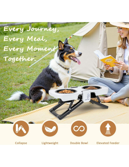 Soporte Elevado Plegable para Cuencos de Perros Petvillage - 5 Tazas