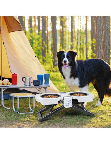 Soporte Elevado Plegable para Cuencos de Perros Petvillage - 5 Tazas