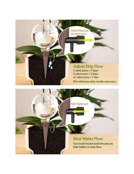 Esferas de Autorriego NiHome 4-Pack para Plantas - Control de Flujo Ajustable