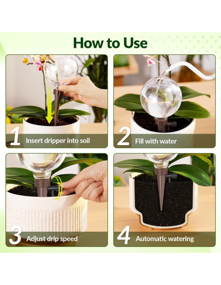 Esferas de Autorriego NiHome 4-Pack para Plantas - Control de Flujo Ajustable