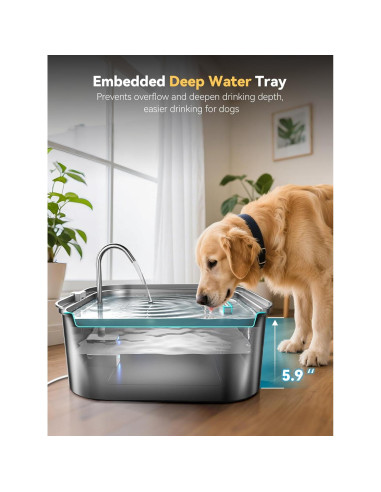 Fuente de Agua para Perros MAILOFY 14L Acero Inoxidable