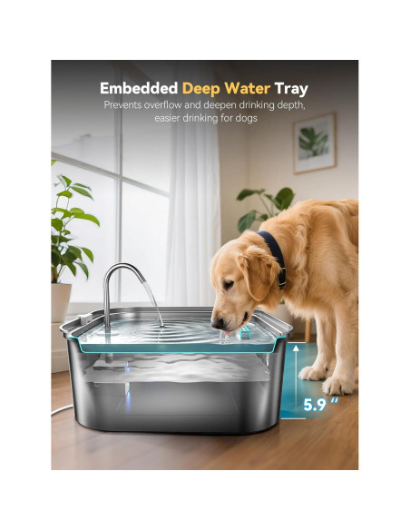 Fuente de Agua para Perros MAILOFY 14L Acero Inoxidable