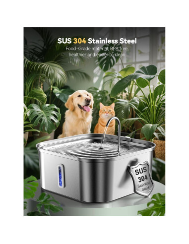 Fuente de Agua para Perros MAILOFY 14L Acero Inoxidable