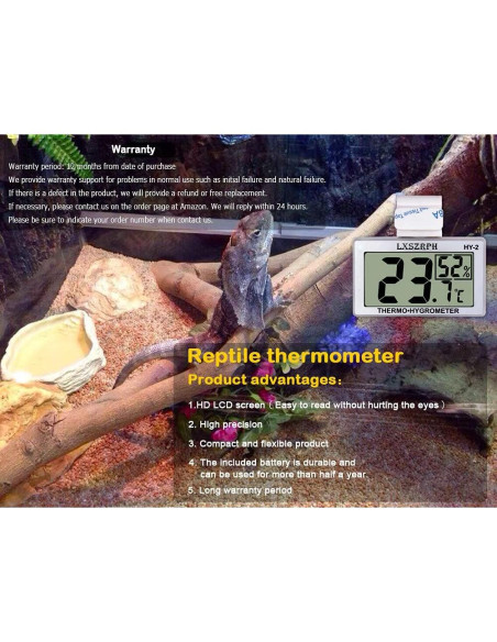 Higrómetro Termómetro Digital Cangda para Reptiles 1 Paquete