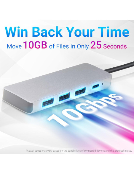 Hub Dock USB 3.2 Amazon Basics, 5 Puertos, Plata y Negro