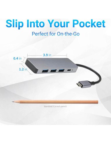 Hub Dock USB 3.2 Amazon Basics, 5 Puertos, Plata y Negro