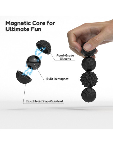 Bola Sensorial Magnética Antiestrés Silicona Negra 3.3cm