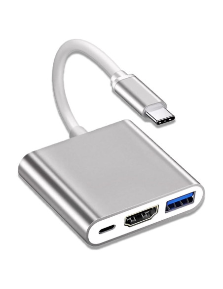 Hub USB-C a HDMI 3 en 1 VGE 4K 100W Plata