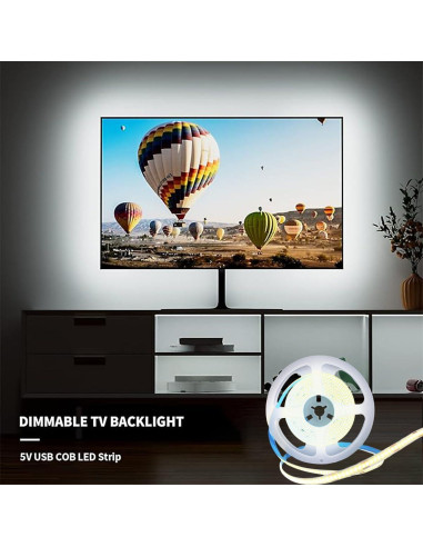 Tira de luz LED COB 1 metro XZKJ USB regulable blanca