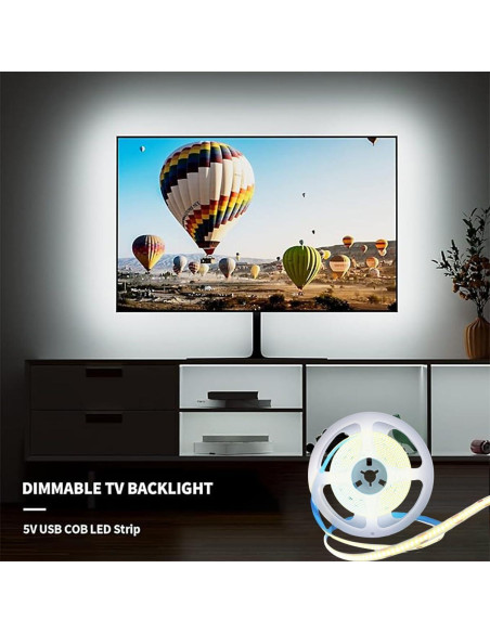 Tira de luz LED COB 1 metro XZKJ USB regulable blanca