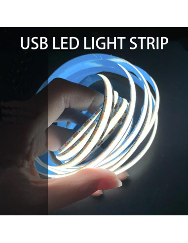 Tira de luz LED COB 1 metro XZKJ USB regulable blanca