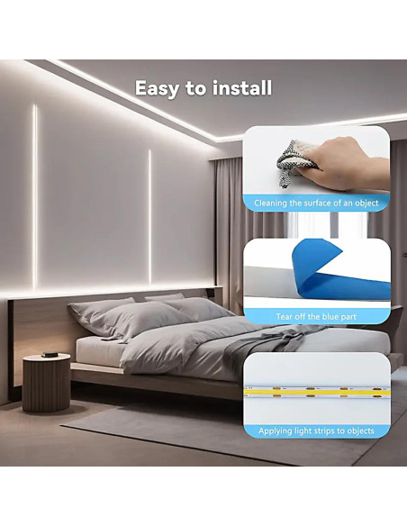 Tira de luz LED COB 1 metro XZKJ USB regulable blanca
