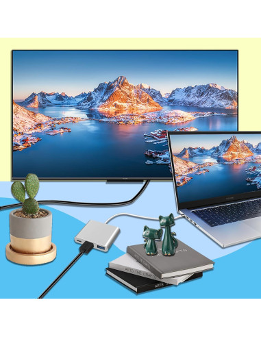 Hub USB-C a HDMI 3 en 1 VGE 4K 100W Plata