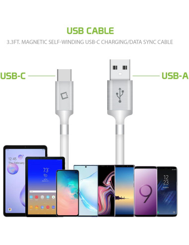 Cable de carga magnético autovolvente Cellet USB-C 1m