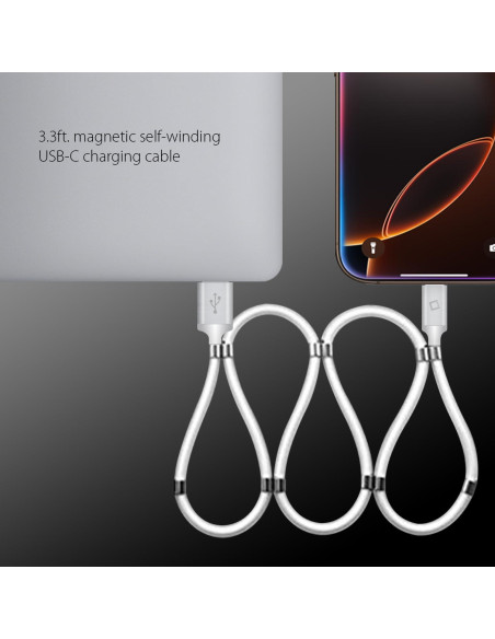 Cable de carga magnético autovolvente Cellet USB-C 1m