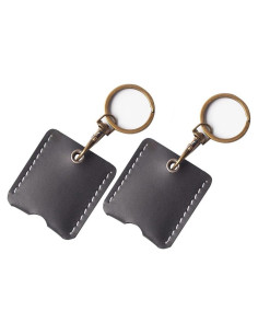 Monedero Llavero de Cuero Genuino JuneTree 5x5cm Negro 2 Pcs
