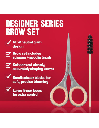 Juego de Cejas Revlon Designer con Tijeras y Cepillo Spoolie