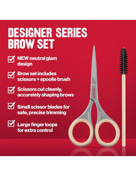 Juego de Cejas Revlon Designer con Tijeras y Cepillo Spoolie