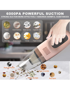 Aspiradora de Mano Inalámbrica LEERFEI Rosa 120W HEPA 2