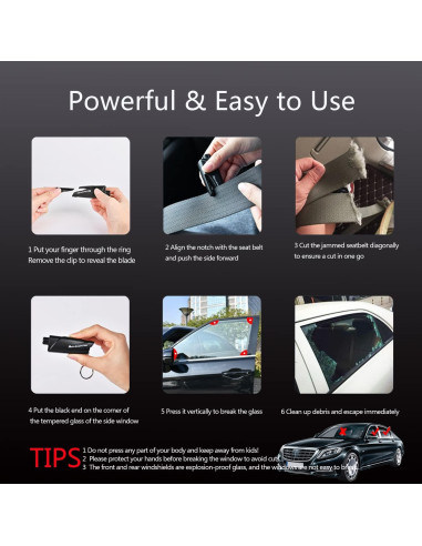 Cortador de Cinturón de Seguridad y Rompedor de Ventanas QUZOC