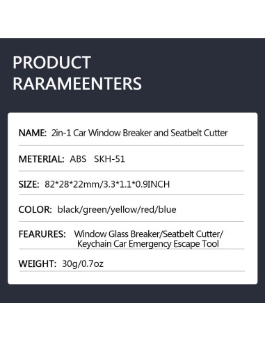 Cortador de Cinturón de Seguridad y Rompedor de Ventanas QUZOC