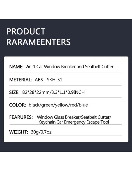 Cortador de Cinturón de Seguridad y Rompedor de Ventanas QUZOC