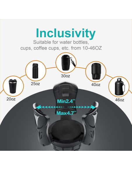 Soporte para Tazas de Auto Eclatify Ajustable Negro 23 cm