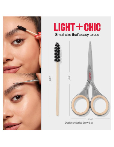Juego de Cejas Revlon Designer con Tijeras y Cepillo Spoolie