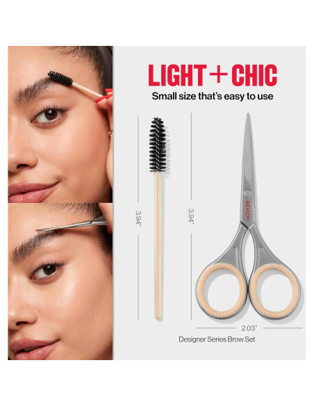 Juego de Cejas Revlon Designer con Tijeras y Cepillo Spoolie