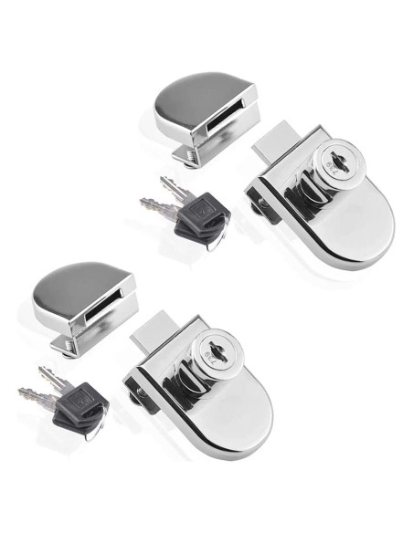 Cerradura de Gabinete de Vidrio Genérico 2 Pcs 5-8mm Cromo
