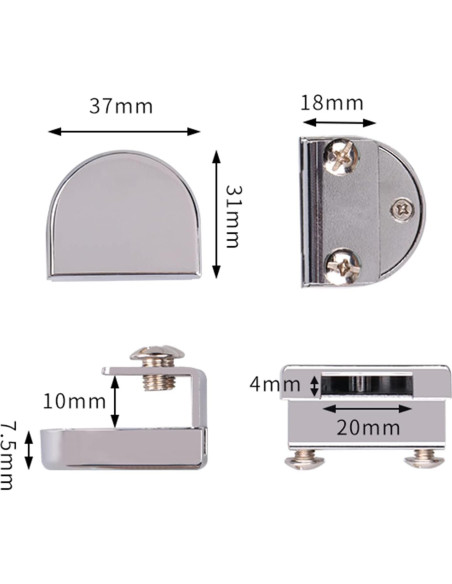Cerradura de Gabinete de Vidrio Genérico 2 Pcs 5-8mm Cromo