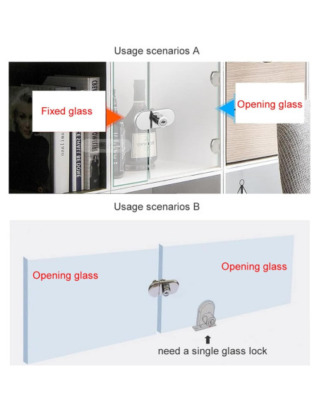Cerradura de Gabinete de Vidrio Genérico 2 Pcs 5-8mm Cromo