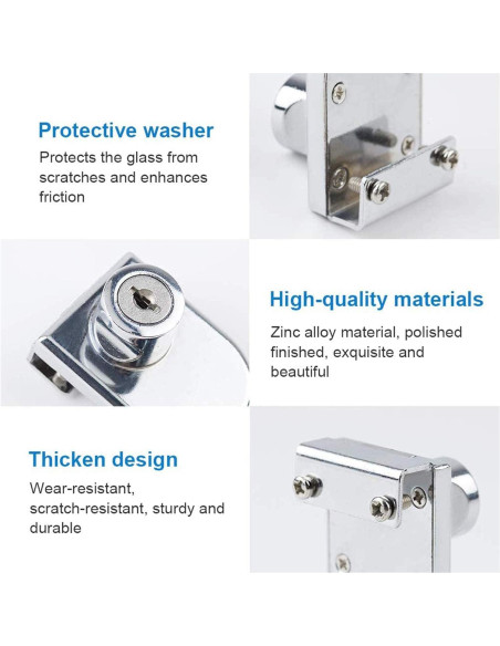 Cerradura de Gabinete de Vidrio Genérico 2 Pcs 5-8mm Cromo