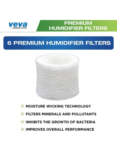 Filtros de Humidificador VEVA Premium - Paquete de 6 Reemplazos