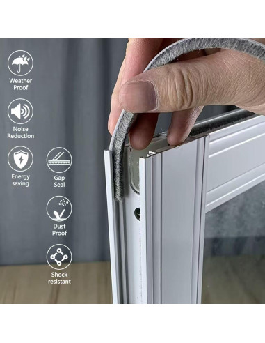 Tira de Sello de Ranura Zjclx 5m x 8mm Gris para Puertas y Ventanas