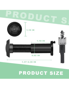 Mirilla de Puerta MUNEK 220 Grados con Broca 16mm Negra 2