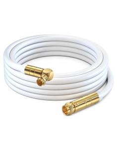 Cable Coaxial RG6 Maximm 2.44m Blanco con Conector Angulado