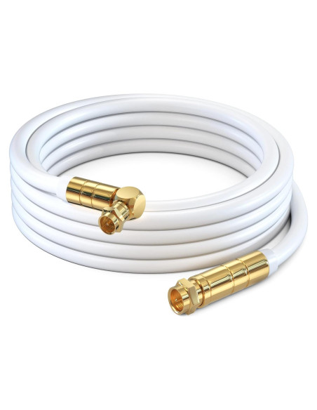 Cable Coaxial RG6 Maximm 2.44m Blanco con Conector Angulado